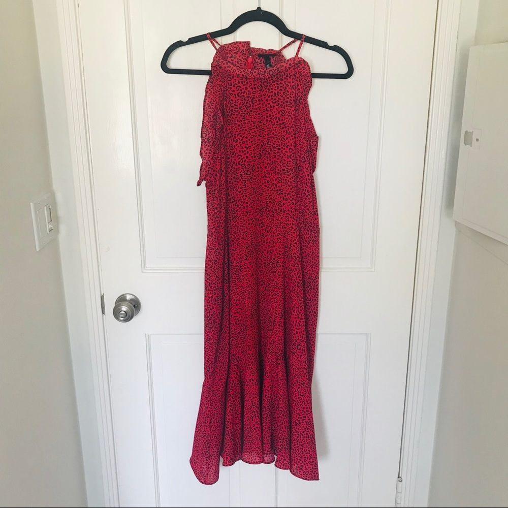 Red Leopard print Halter Style Dress